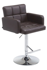 Sgabello Los Angeles in similpelle marrone,cromo