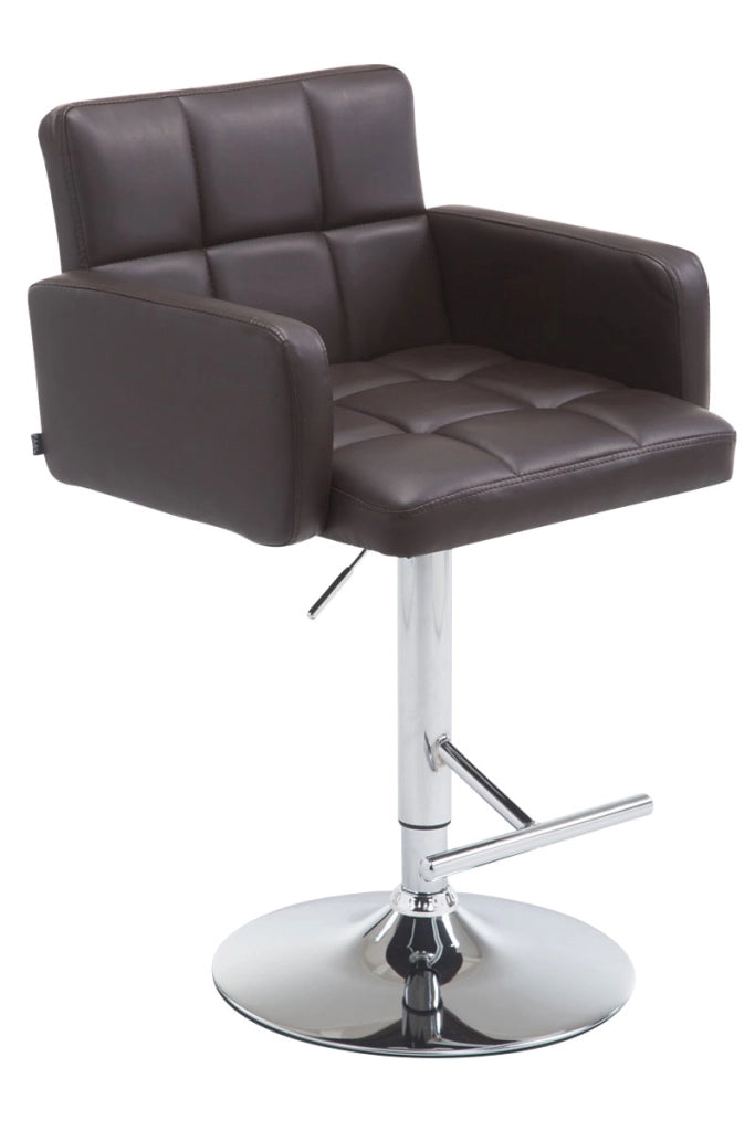 Sgabello Los Angeles in similpelle marrone,cromo