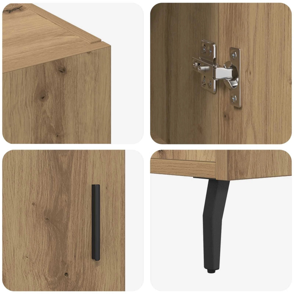 Credenza | Madia | Buffet da pranzo | Armadio da pranzo Rovere artigianale 90 x 34 x 80 cm Legno multistrato