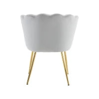 Poltrona Design Moderna in Velluto per Soggiorno con Schienale a Petalo e Gambe Metalliche Dorate, Cuscino a Farfalla, Grigio