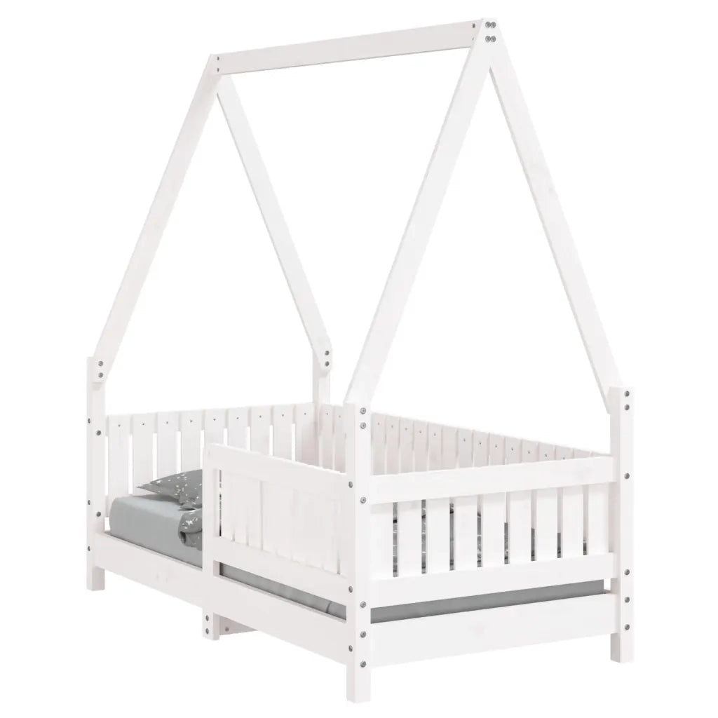 Giroletto per Bambini | Letto Infantile | Lettino Bianco 70x140cm in Legno Massello di Pino