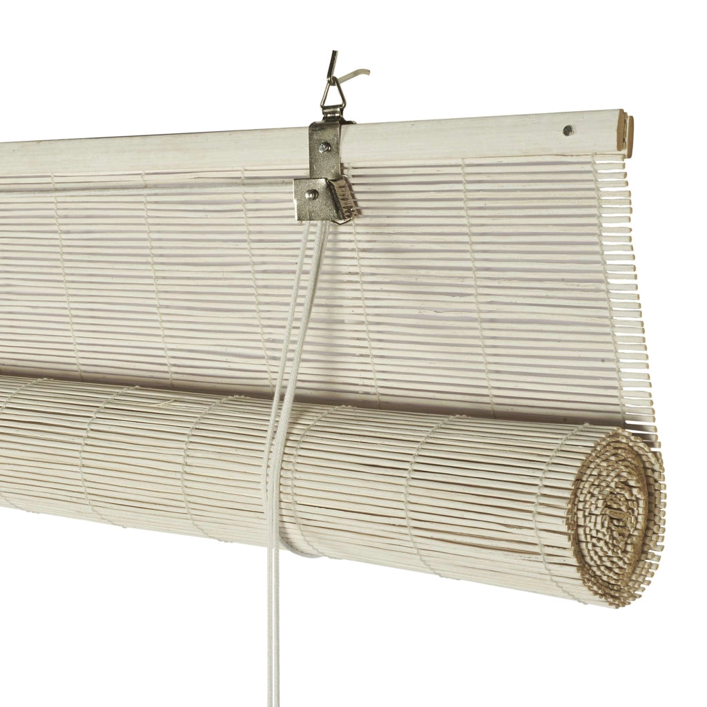 Tenda a rullo oscurante in bamboo naturale Bianco 90x175 cm