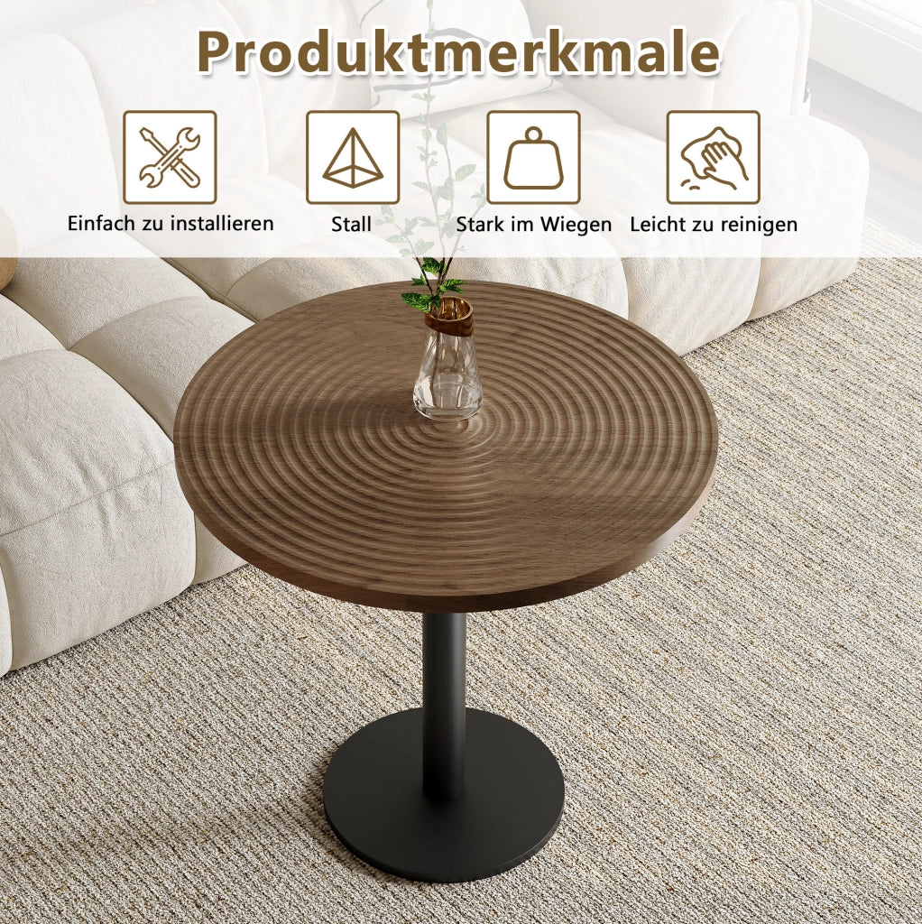Tavolo rotondo Tulip 80 cm in MDF e metallo effetto legno