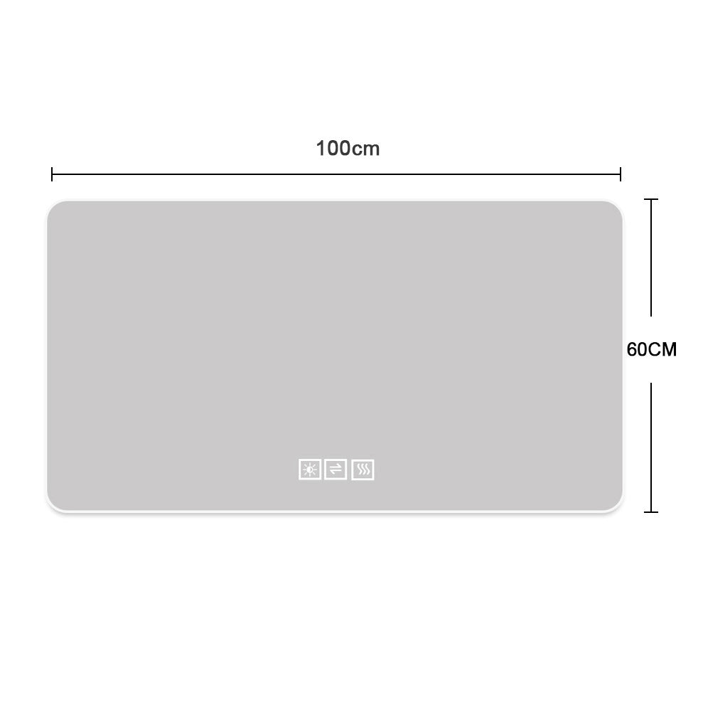 Specchio LED da bagno 111x71x7 cm con antiappannamento; dimmer e memoria; argento