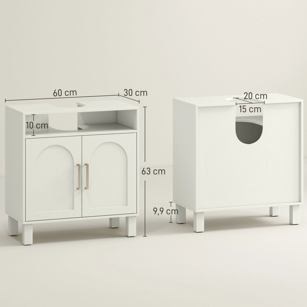 Mobile Sottolavabo Bagno ¨C zephmum ¨C Armadietto 2 Ante con Ripiano Regolabile 60x30x63 Bianco
