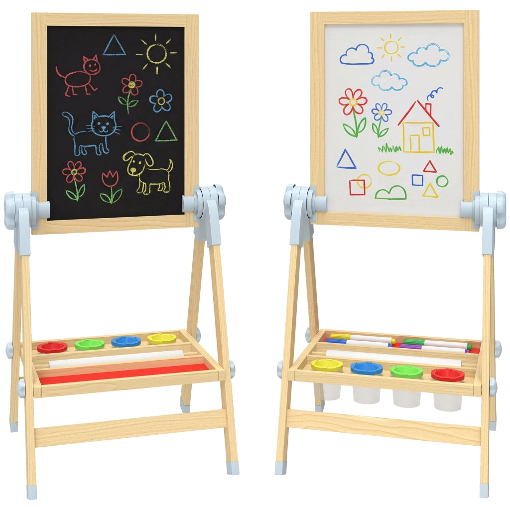 Cavalletto Lavagna Doppia per Bambini ¨C Xylo ¨C Legno con Gesso Pennarelli Magnetica e Rotolo Carta