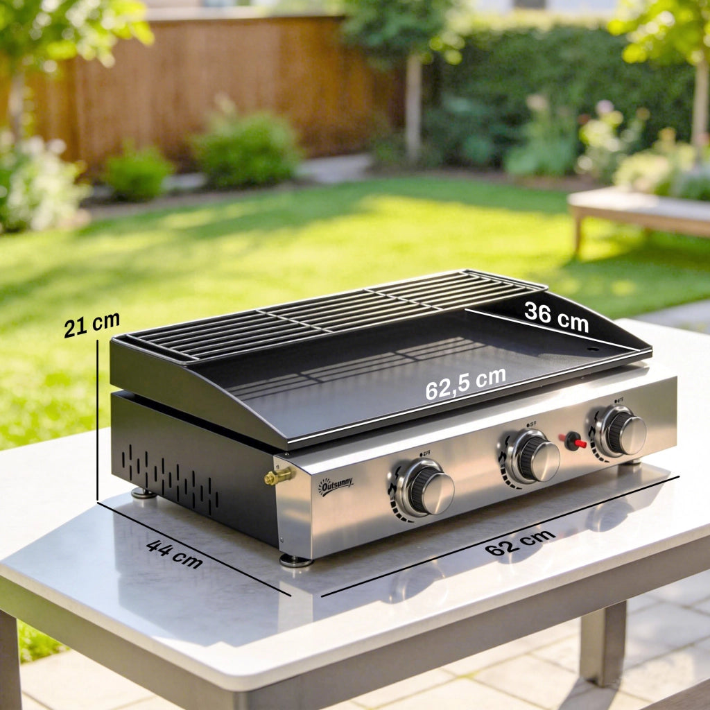 Piancotto Barbecue a Gas ¨C zephmum ¨C Nero, Acciaio Inox, 62x44x21cm
