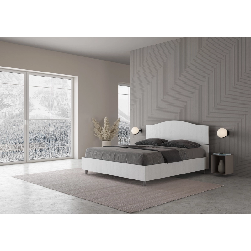 Letto Matrimoniale 160x190 cm Dores - Contenitore,Bianco Frassino