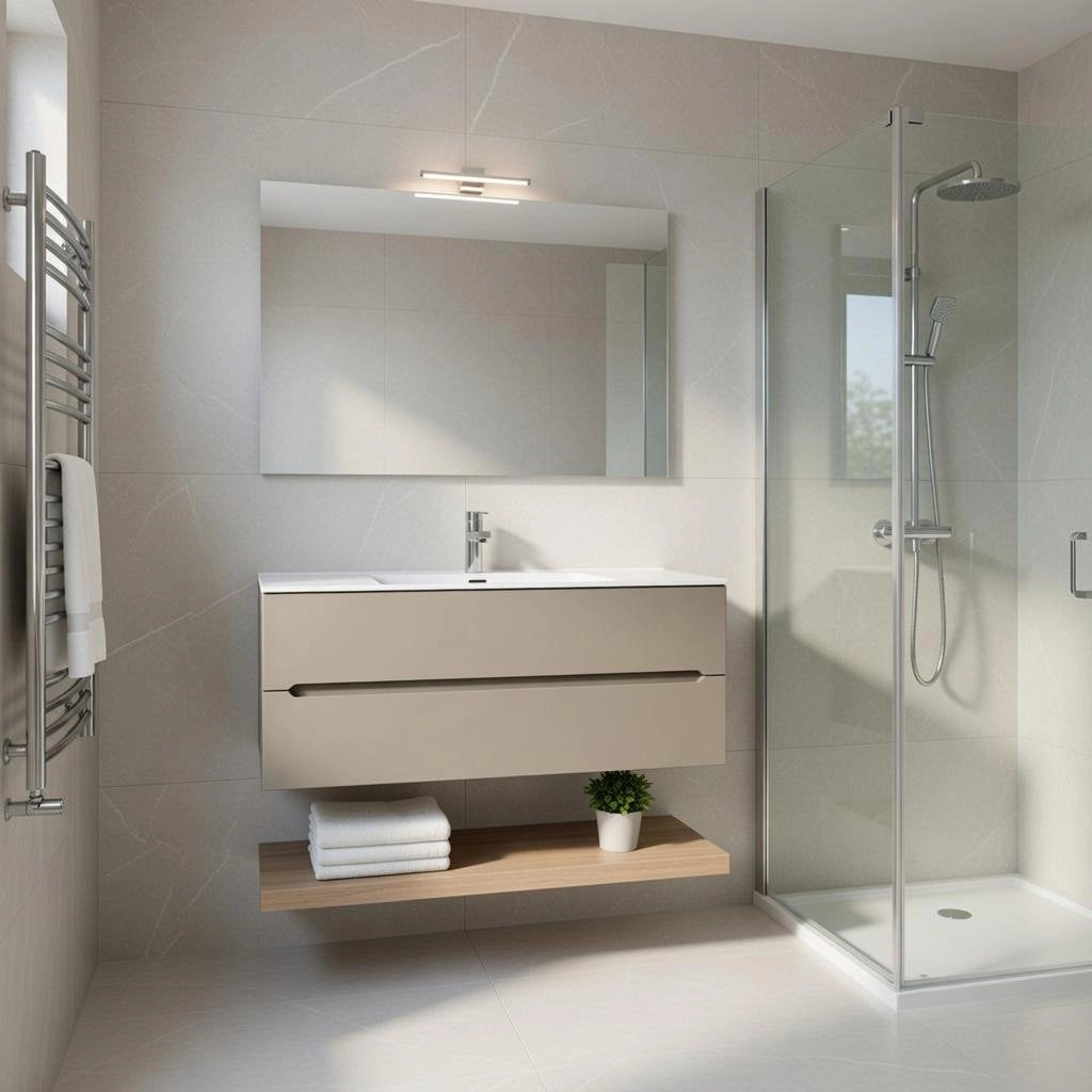 Composizione mobile bagno sospeso con cassetti cm 120 mod. TALIA - Tortora Opaco