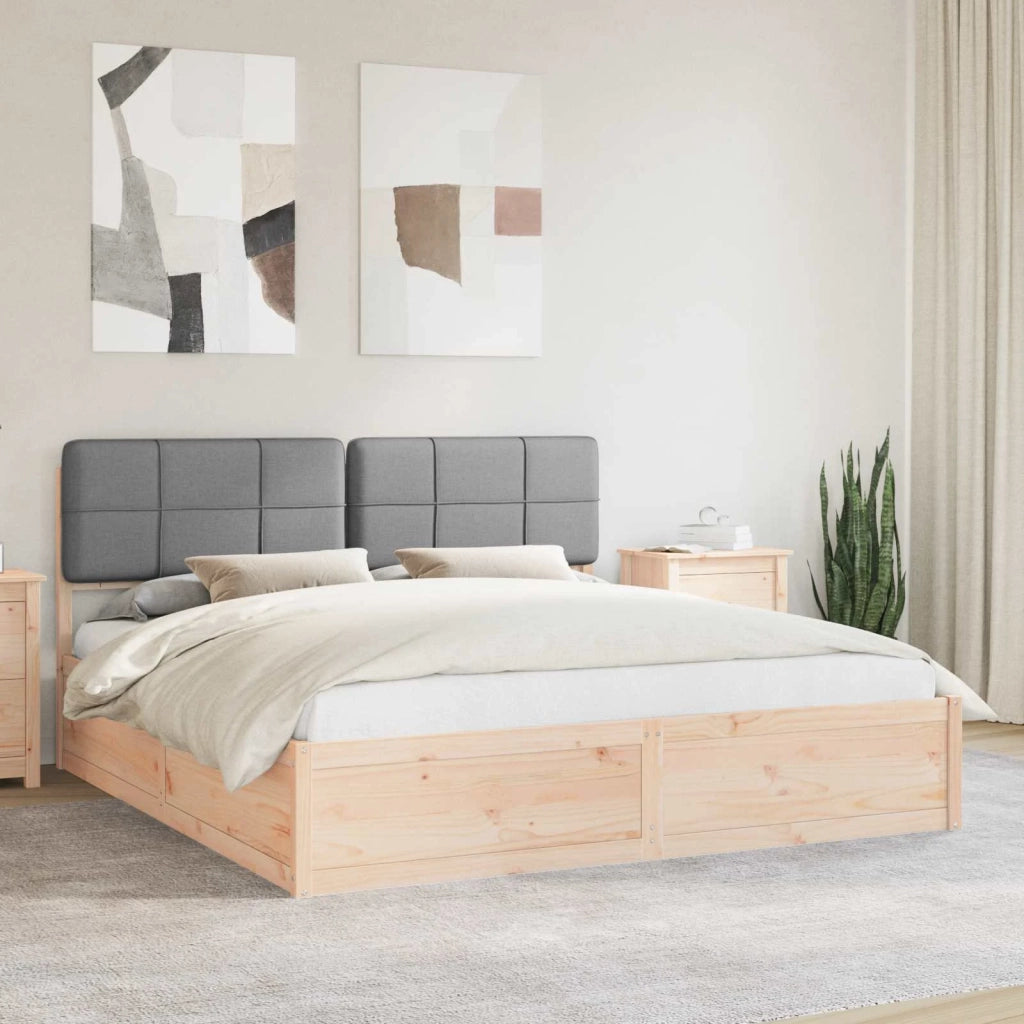 Letto con Testiera Rivestita Grigio chiaro 200 x 200 cm 3398174