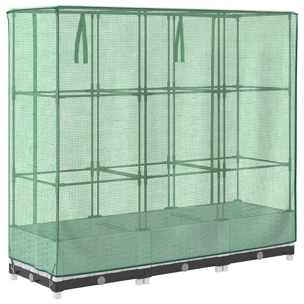 Fioriere | Cassetta per fiori | Letto Rialzato con Copertura Serra Effetto Rattan 120x40x123 cm