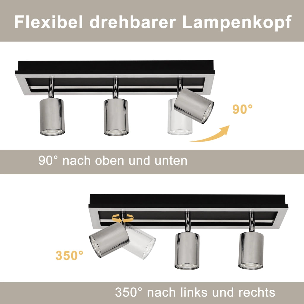 ZMH Faretto da soffitto LED 3 luci GU10 orientabili 15W 42cm
