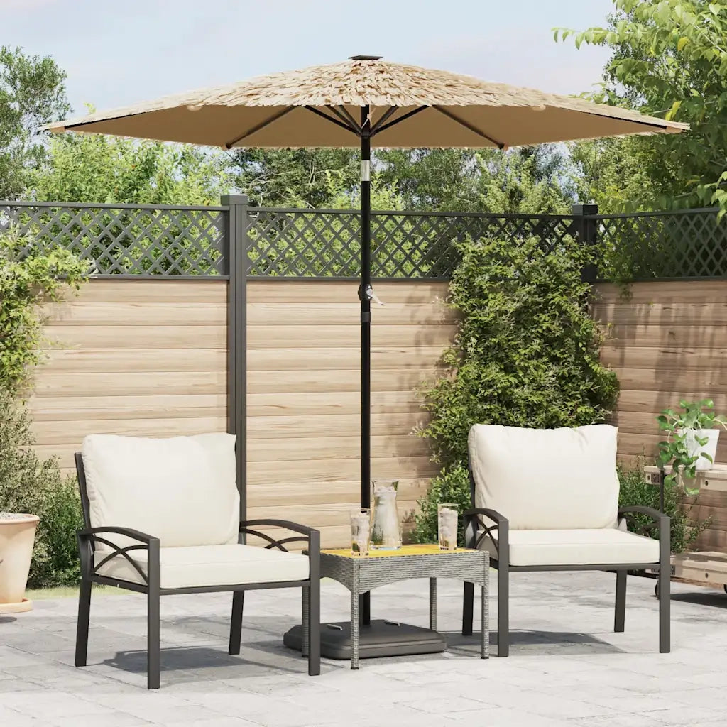 Ombrello | Parasolne Giardino LED e Palo in Acciaio Marrone 223x223x213cm
