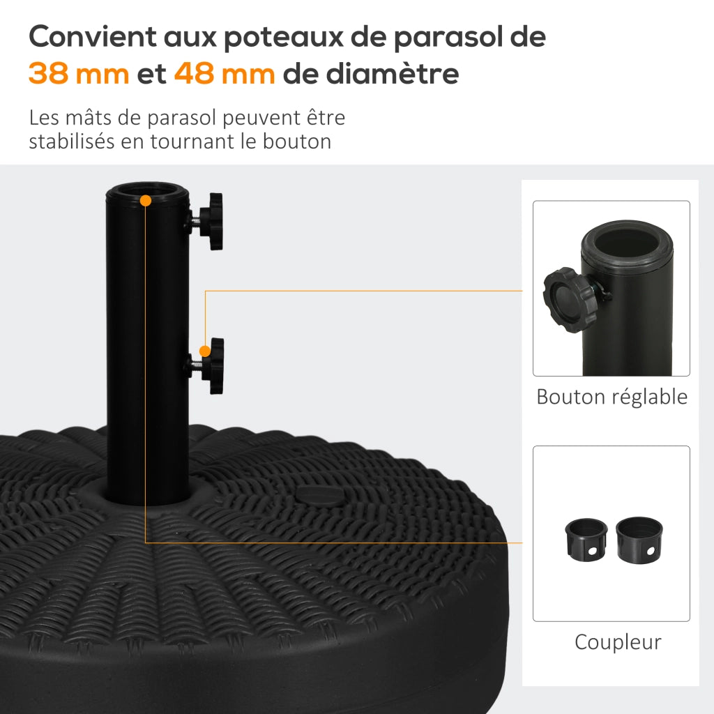 Supporto per Ombrellone Base per Parasole in Plastica ¨C zephmum ¨C ?51x36H cm Nero