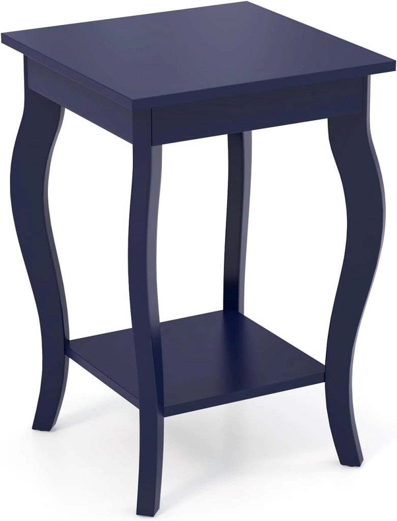 Tavolo Angolare Quadrato, Tavolini Bassi, Tavolini Bassi in Legno, Design a Due Livelli, Multiuso, per Soggiorno, Camera da Letto, Dimensione Compatta (Blu 2)