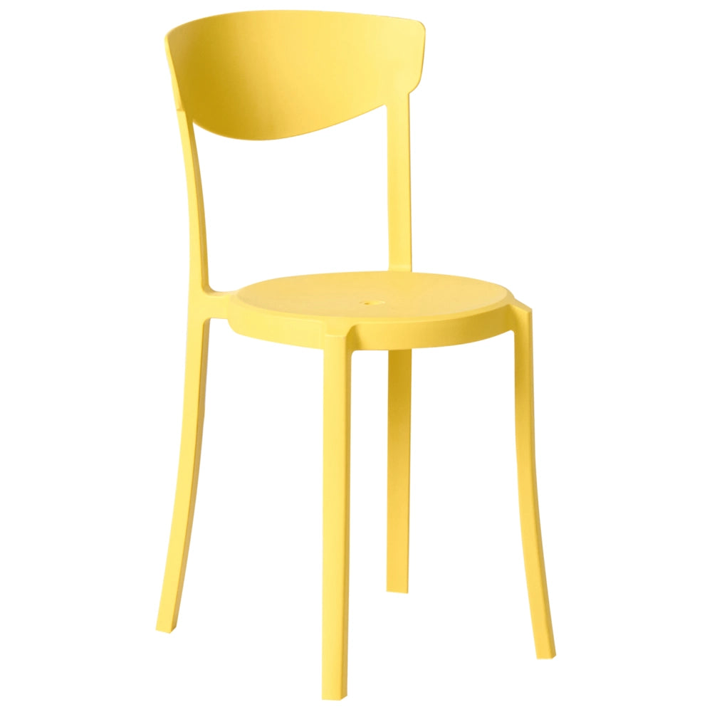 Set di 4 sedie da giardino in polipropilene giallo leggere resistenti alle intemperie in plastica per interni ed esterni moderne
