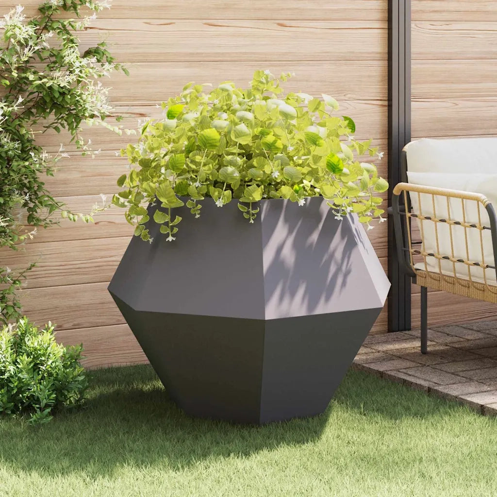 2 pz Fioriera | Cassetta per fiori | Vaso Nero 100 x 100 x 80 cm Acciaio