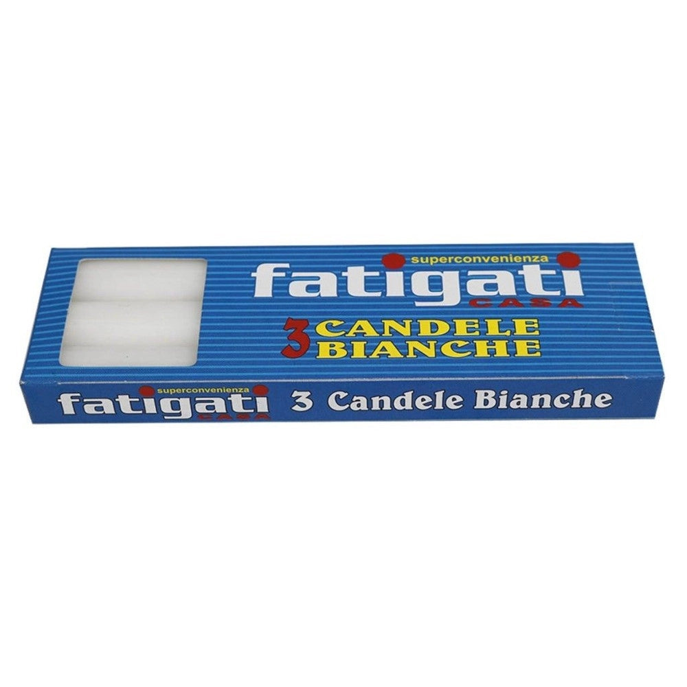 Trade Shop - Set 3 Candele Steariche Candela Votiva In Cera Bianche Lunghe 18x2cm Decorazioni -