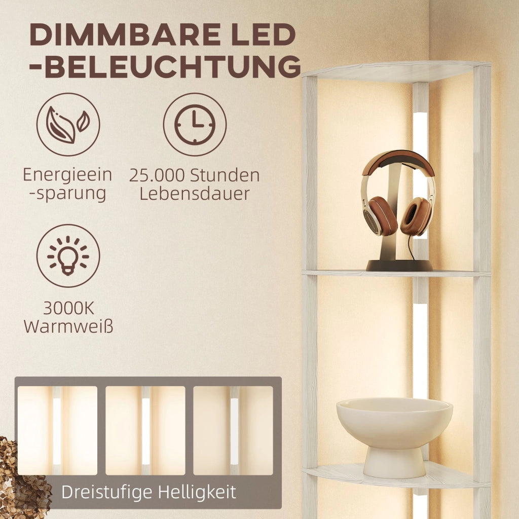 Libreria Angolare LED Dimmabile ¨C zephmum ¨C 41x30x164cm Quercia