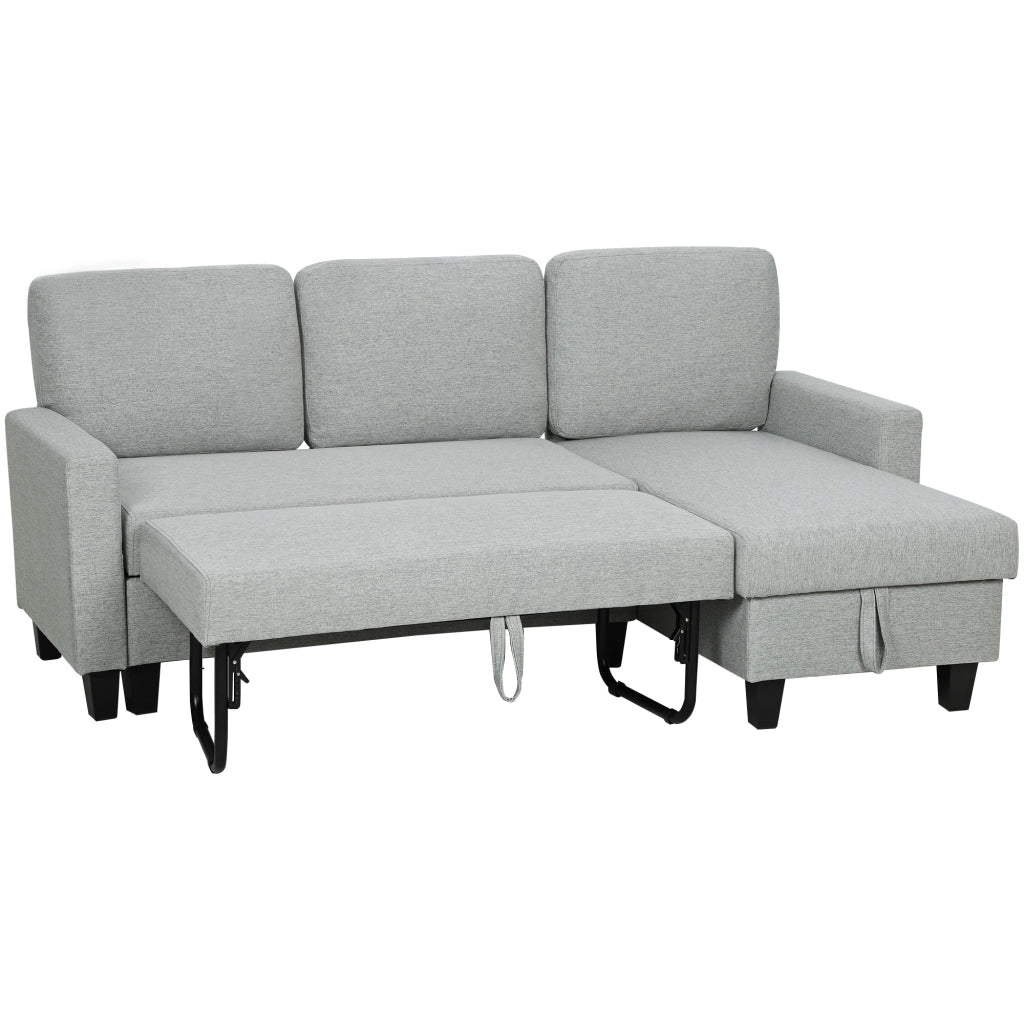 Divano letto angolare reversibile 3 posti con contenitore ¨C zephmum ¨C 197x129x85 cm grigio chiaro