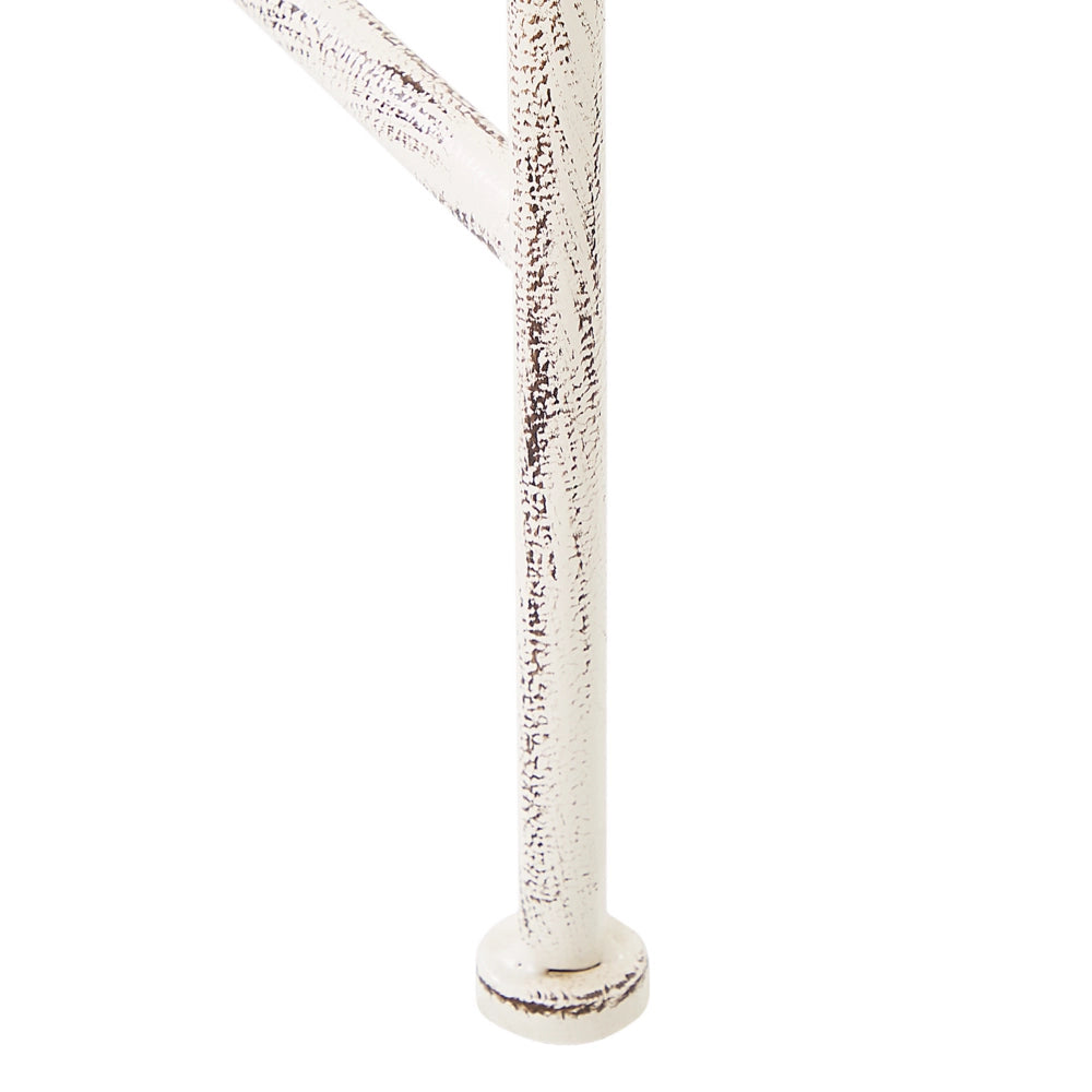 Panca da giardino per esterni in metallo bianco 2 posti 130 cm con braccioli svasati in stile vintage
