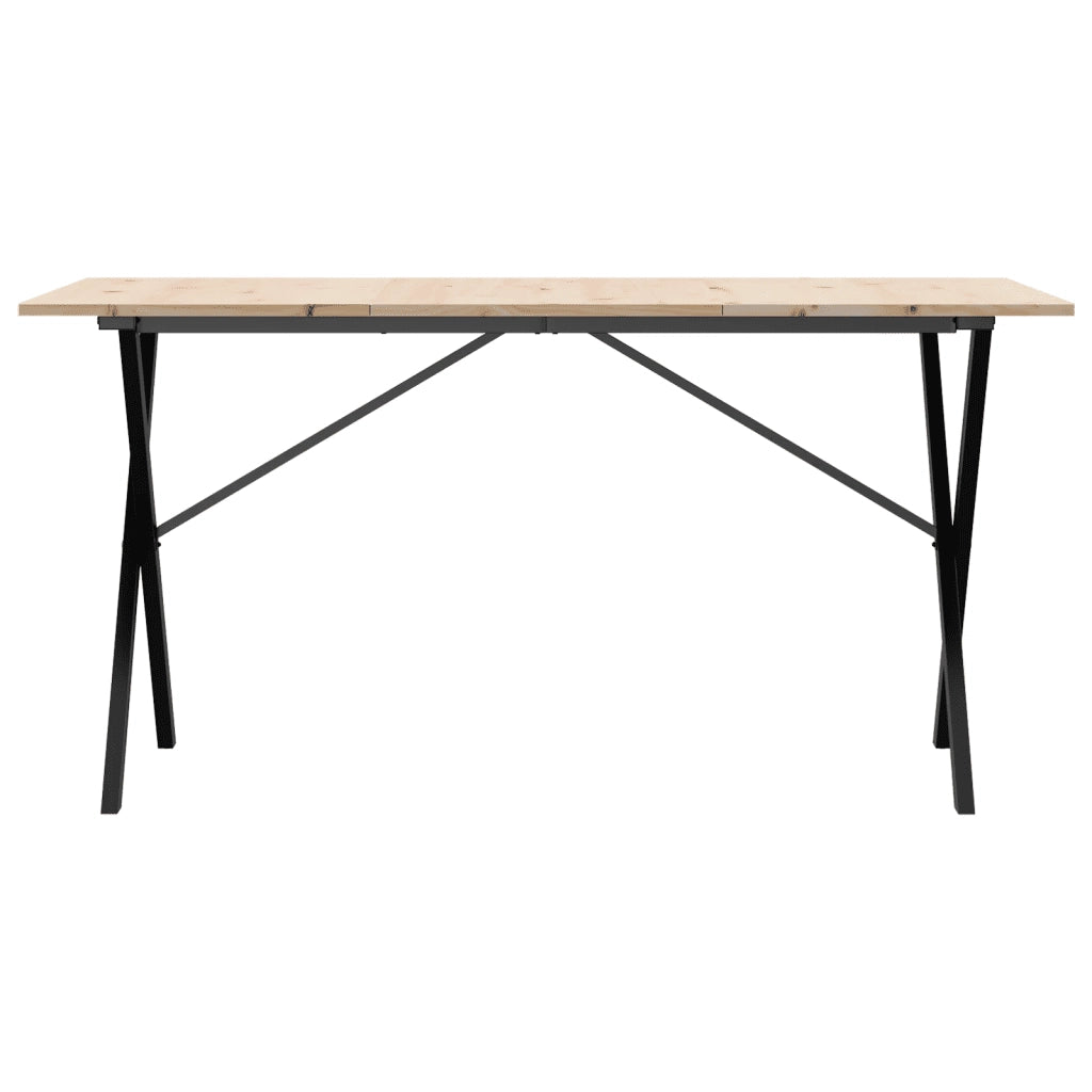 Tavolo da Pranzo Telaio a X 140x80x75 cm Legno Pino e Acciaio