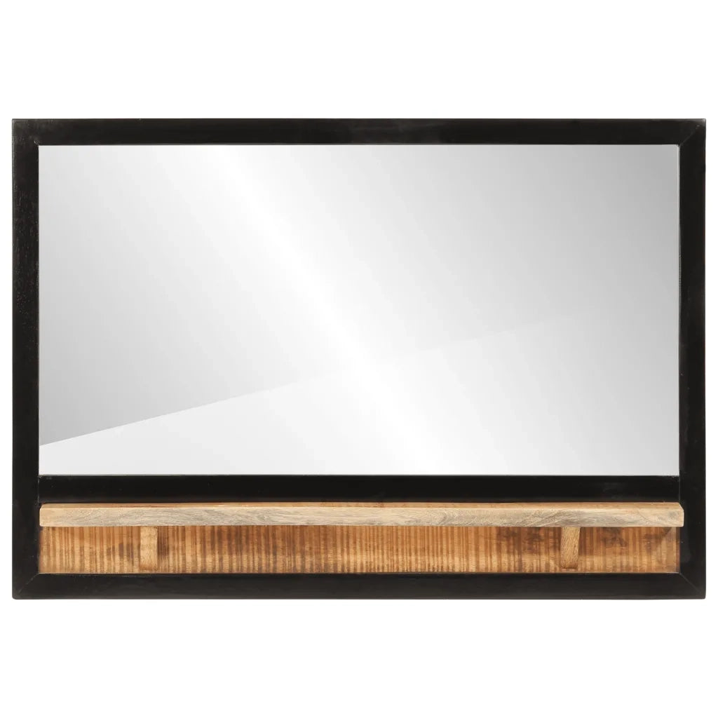 Specchio con Ripiano-Mensola con Specchio 80x8x55 cm Vetro e Legno Massello di Mango