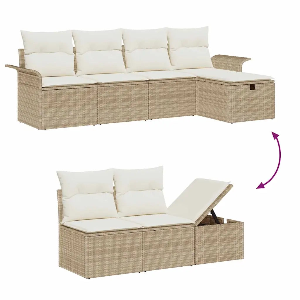Set Divano da Giardino 6 pcs Beige e Crema polyrattan 3358870