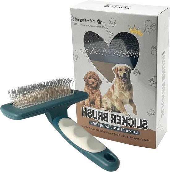 Borsetto per cani per Doodle Borsetto per Poedel - Grooming Extra Lungo Pin - Grande Borsetto Slicker per cani - Estremità dorata per Endoodles - Cani di taglia media a lunga pelo - Utilizzo quotidiano - Pulizia pelo libero