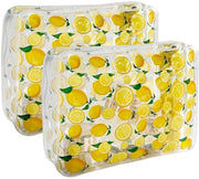 Set di stampa per 2 borse trasparenti con sacchetto e stampa di frutta, chiusura a righello, 25 x 18 x 6 cm (stampo di melone - 2 pezzi)