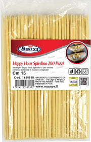 KIT SET 3 PZ MAURY'S HAPPY HOUR SPIEDINO 15CM LEGNO 200PZ