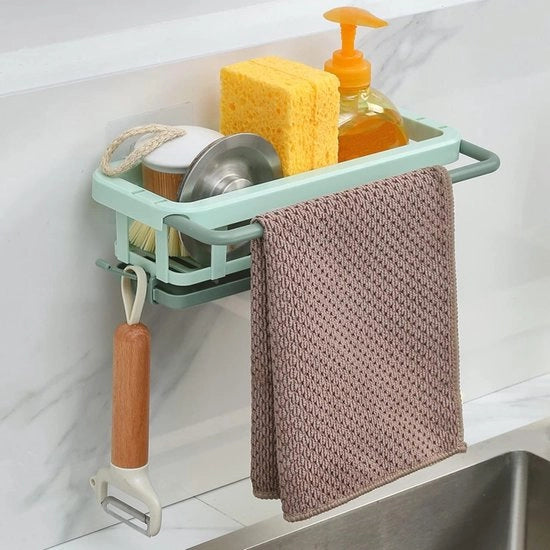 Scaffale di stoccaggio per vasca da bagno - Compartimento a muro senza perforazione - 1 pezzo - Verde