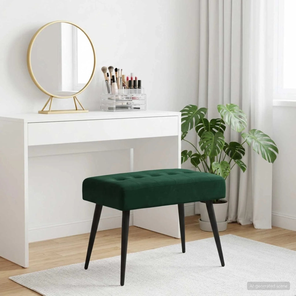 Panchina con bottoni imbottiti Verde Scuro 60 x 40 x 45 cm 42038503