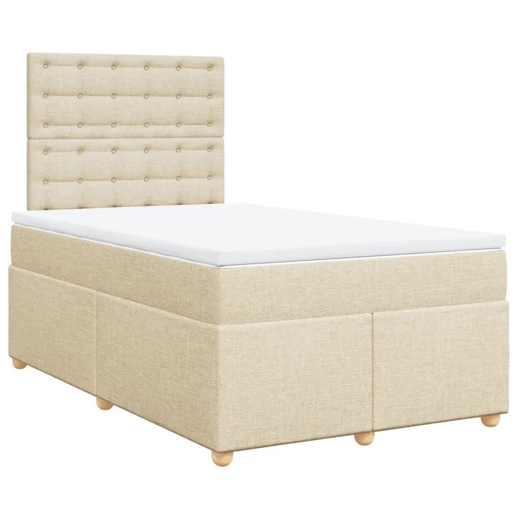Giroletto a Molle con Materasso Crema 120x190 cm in Tessuto