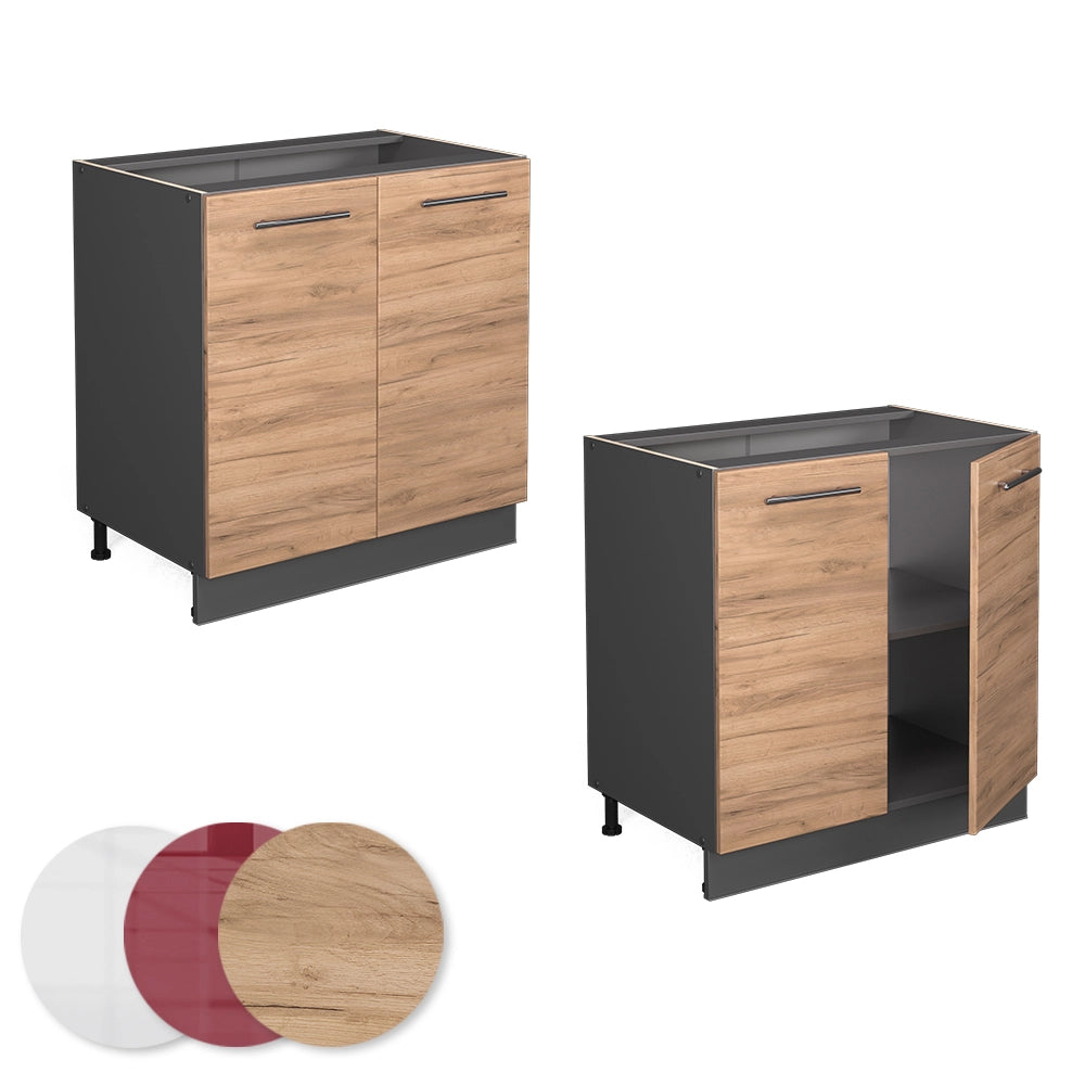 Mobile lavello cucina Fame-Line Rovere dorato/Antracite 80 cm con ripiano, senza piano di lavoro Vicco