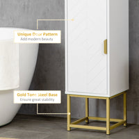 Mobile Colonna Bagno 30x30x170,7 cm in MDF e Acciaio Bianco e Oro