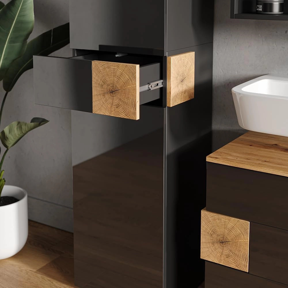 Mobile bagno alto Eden, Antracite, 40 x 184.2 cm, per montaggio a parete con suddivisione interna variabile