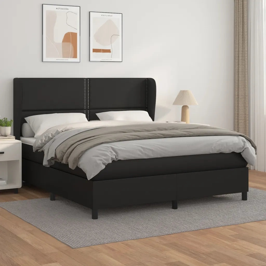 Giroletto a Molle con Materasso Nero 180x200 cm in Similpellecod mxl 98267
