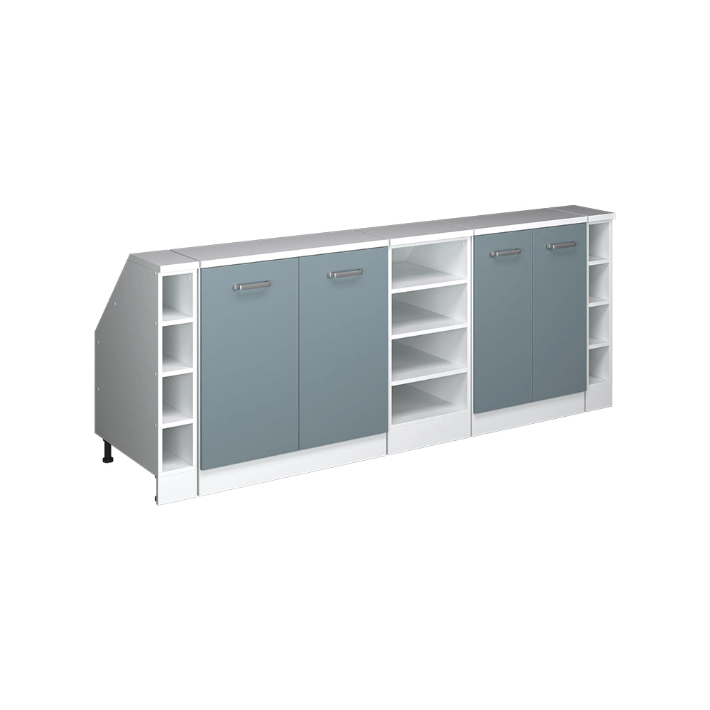 Set di mobili sottotetto Rion Grigio-blu/Bianco 210 cm Set di 5 carcasse armadio profondità 60 cm Vicco