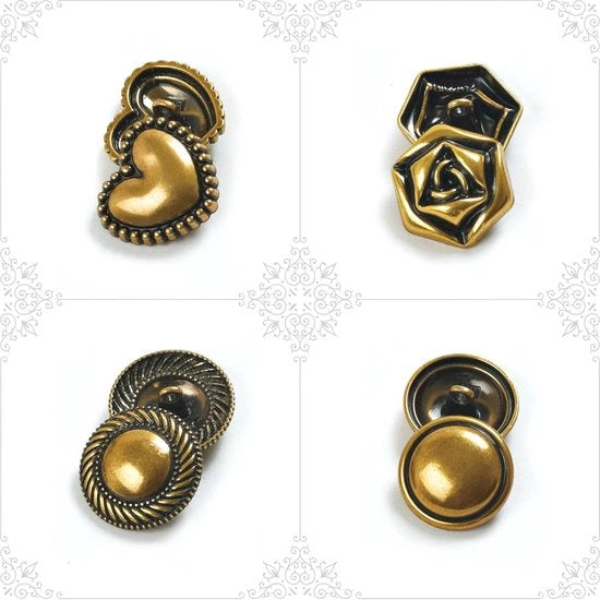 40 chiusure metalliche in diversi stili – chiusure da giacca in oro vintage per cucire e progetti DIY