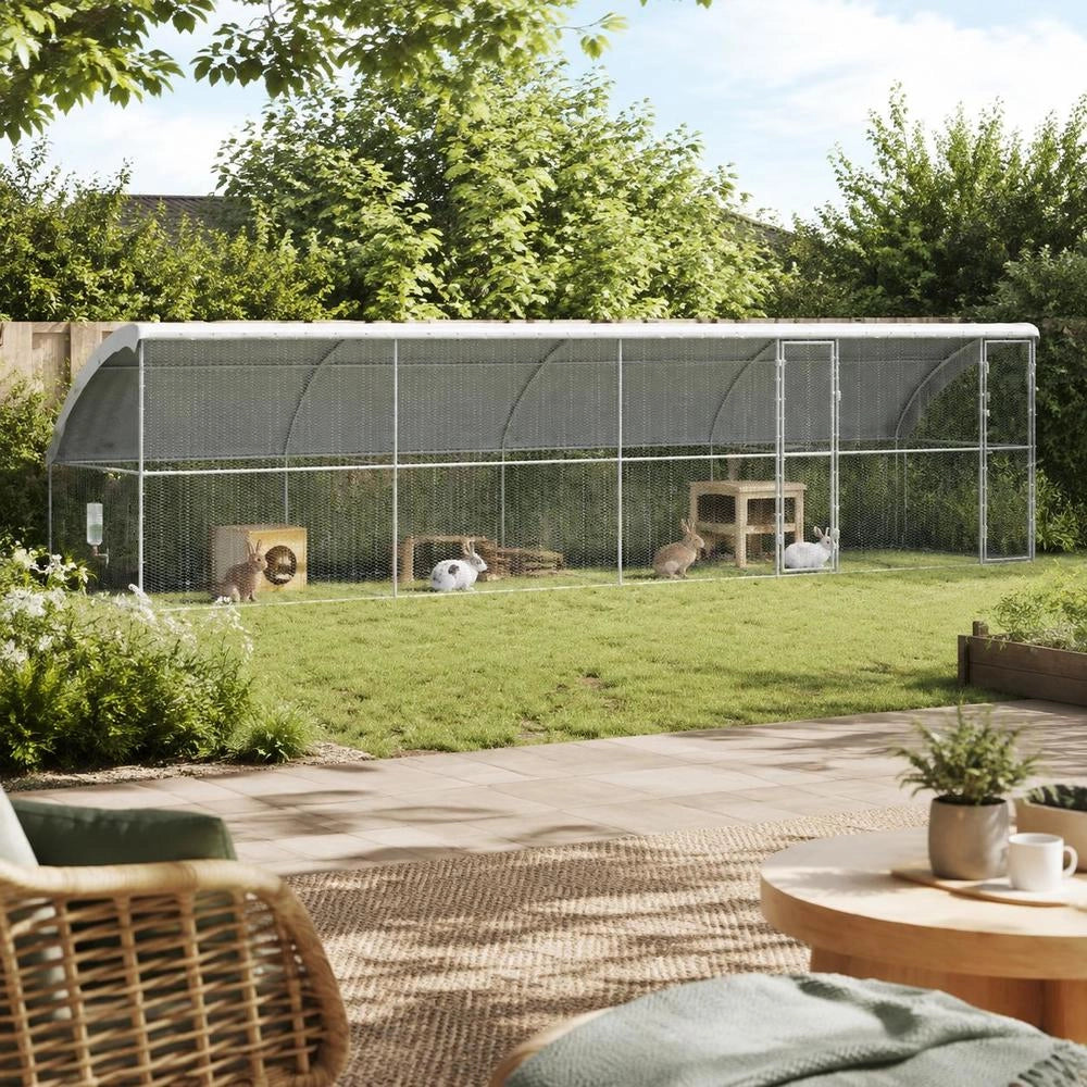 Chicken Cage, Silver, 800 X 200 X 198.5 Cm, Galvanized Steel