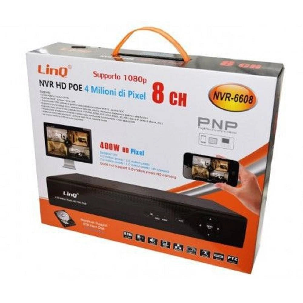 Trade Shop - Nvr Poe 8 Ch Canali Rec & Live Full Hd 1080p Wifi H.264 H.265 P2p 4mp Nvr-6608 -