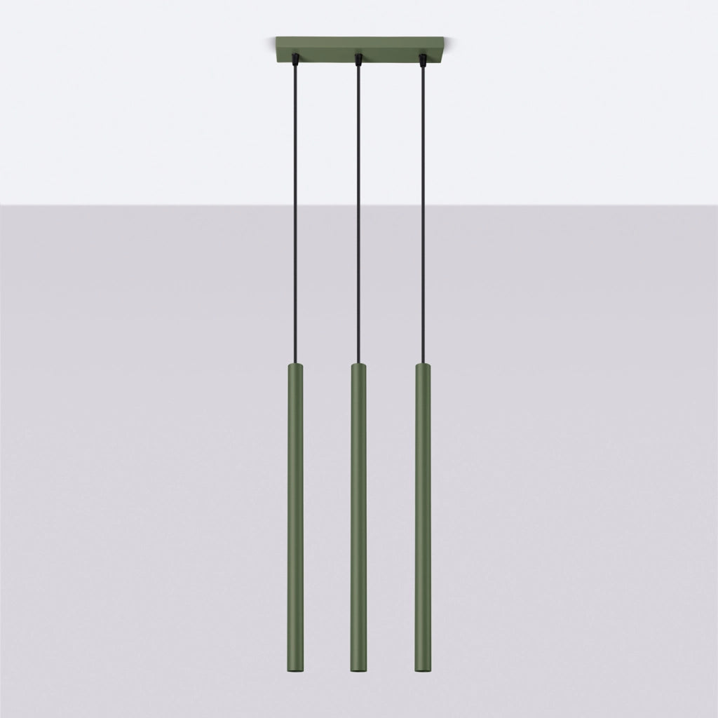Lampada sospesa VELINO 3 tubi verde oliva G9 Pure Lume