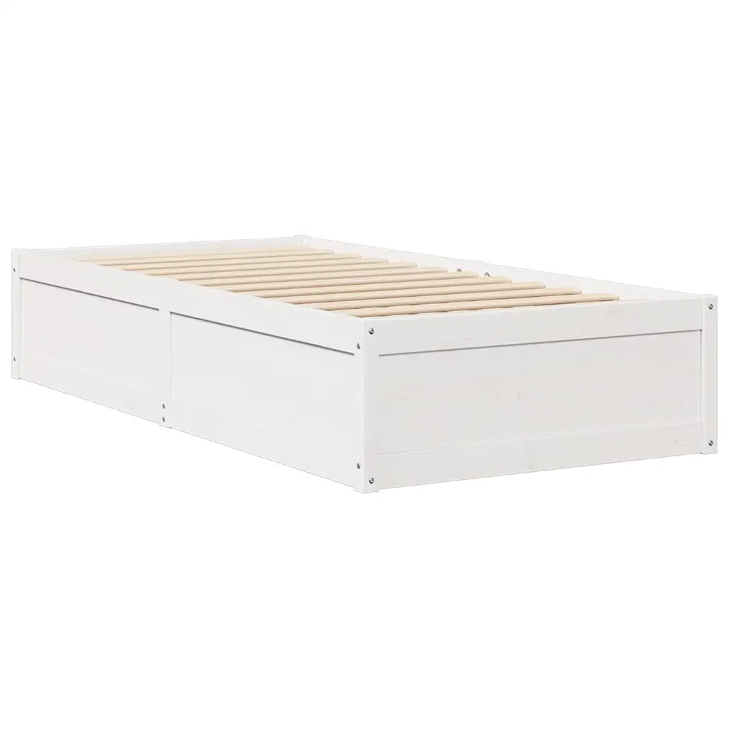 Letto senza Materasso Bianco 75x190 in Legno Massello di Pino 846847