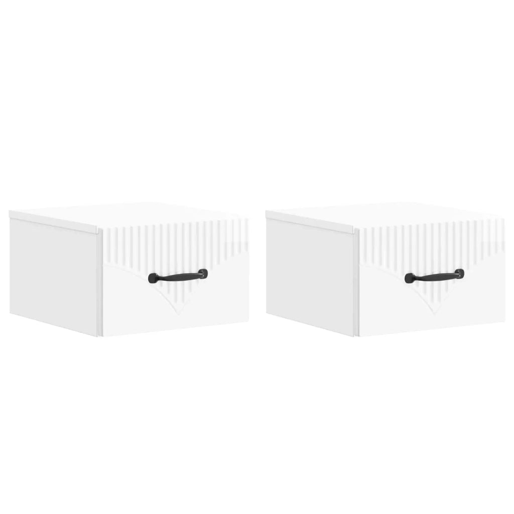 Mobiletto da notte a muro 2 pcs Bianco Lucido 34,5 x 33 x 20 cm