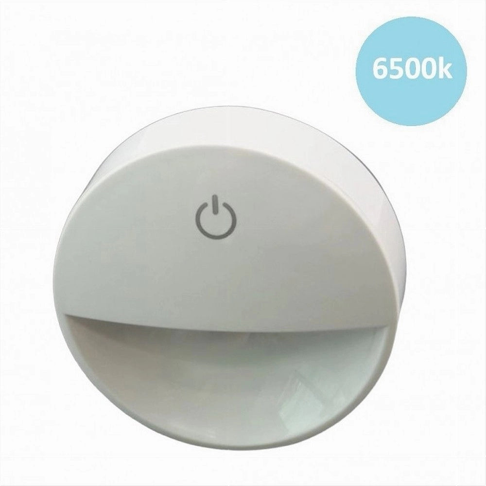 Trade Shop - Lampada Notturna Con Spina Accensione Touch Punto Luce Led Tonda Bianco Xgcmd-001 -