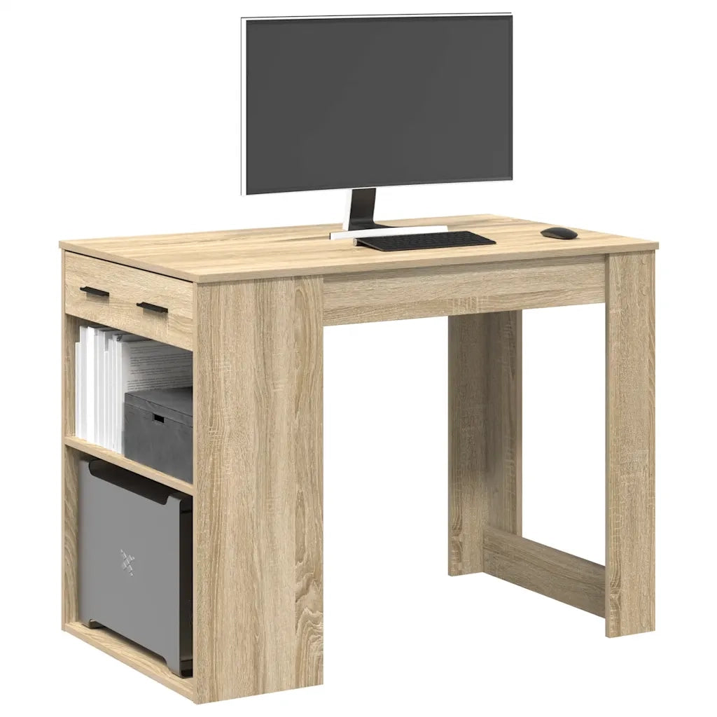 Scrivania con Cassetto Ripiano Rovere Sonoma Legno Multistrato 858688
