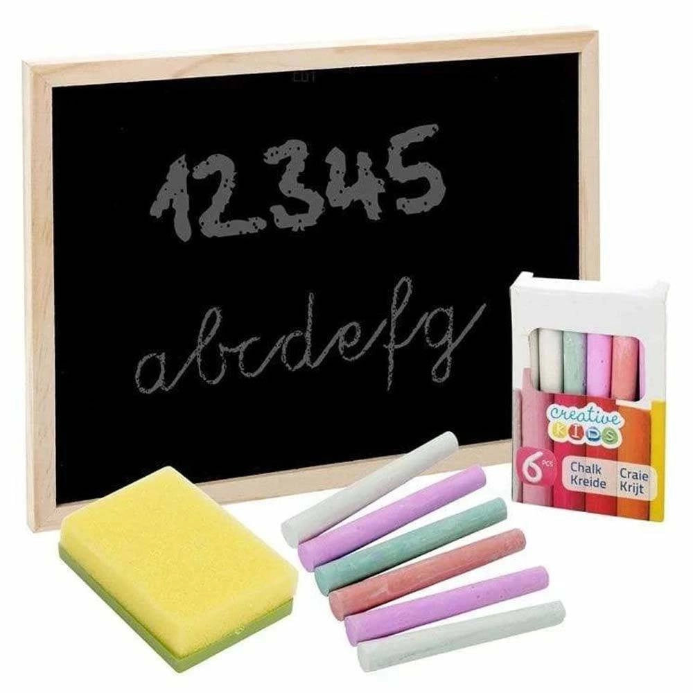 Trade Shop - Lavagna Giocattolo Per Bambini Con 12 Gessetti E Cassino In Grafite 29 X 21 Cm -