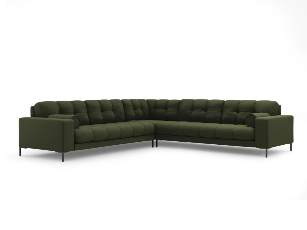 Cosmopolitan Design - Divano angolare reversibile "Bali" 6 posti in tessuto strutturato verde 