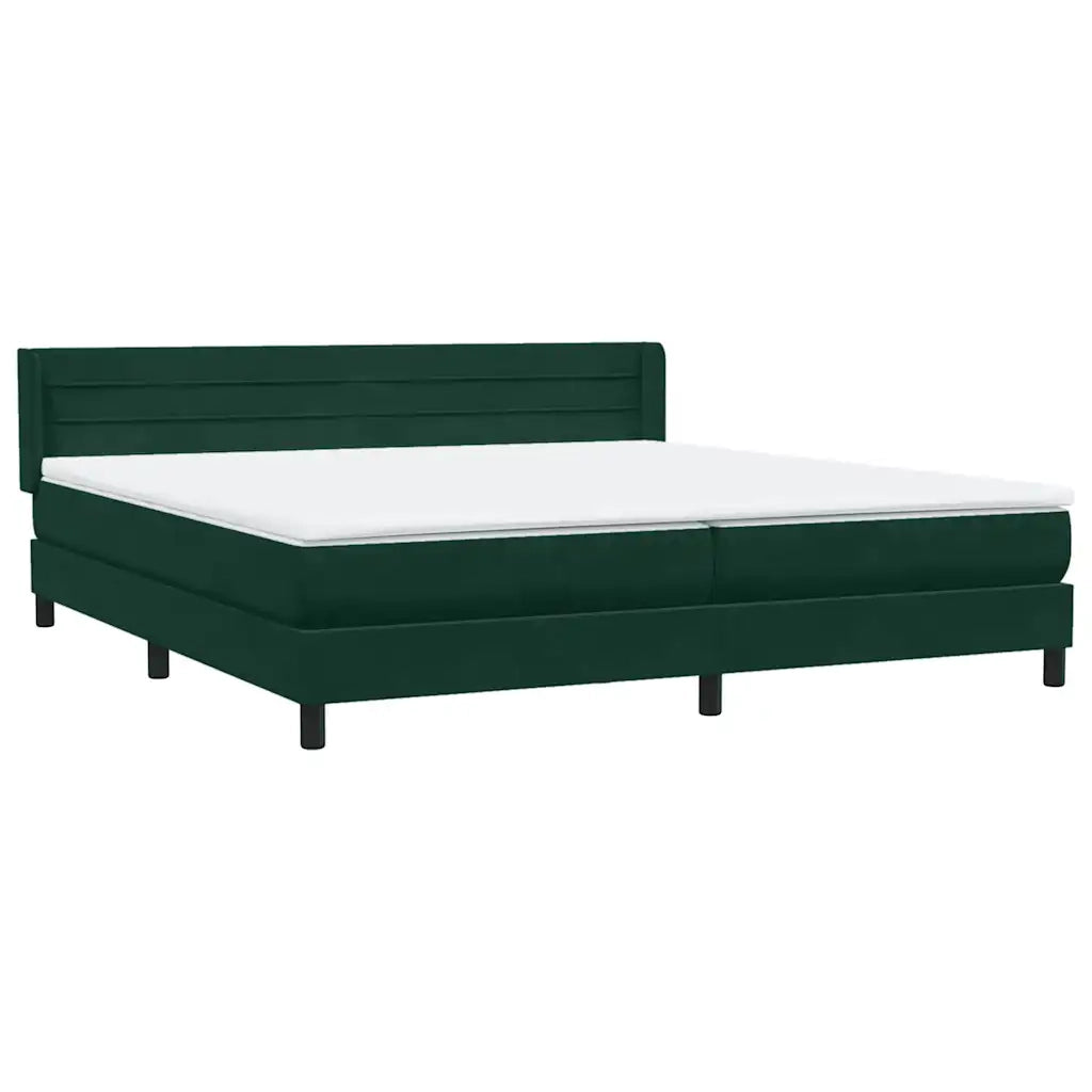 Giroletto a Molle con Materasso Verde Scuro 180x220 cm Velluto